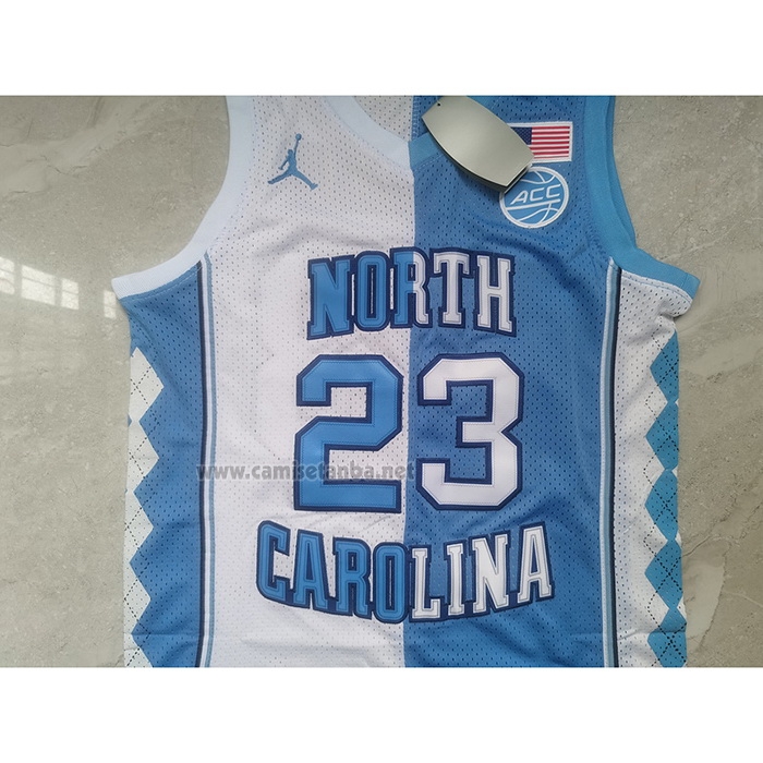 Camiseta NCAA North Carolina Tar Heels Michael Jordan #23 Split Azul Blanco